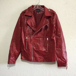 Faux Leather Red Biker's Jacket Size Medium Women's Halloween Party Event